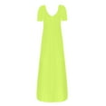 thumbnail image 4 of Fengqque Women's Fashion Casual Plus Size Solid Color Short Sleeve V-neck Long Dress Mint Green 18(XXXXXL), 4 of 7