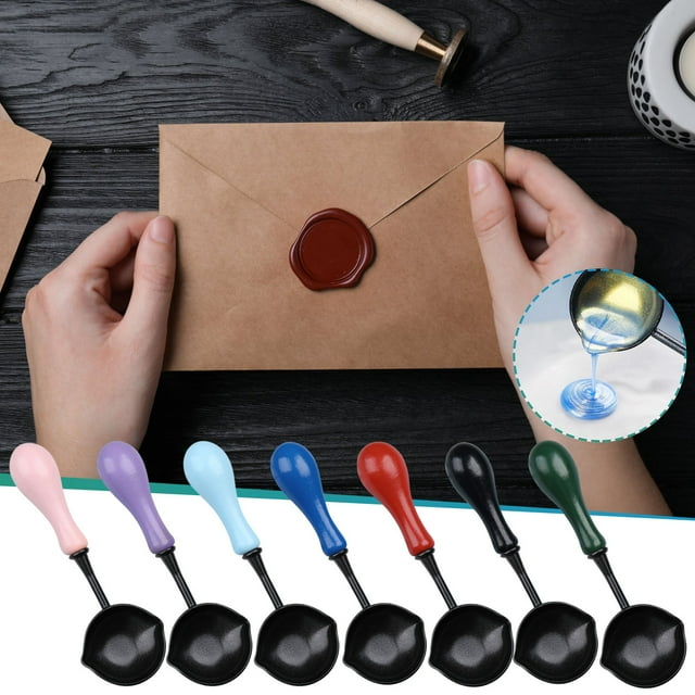 Wax Sealing Spoon for Wedding Invitations - Non-Stick Melting Spoon with Wooden Handle for Envelopes & Crafts