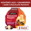 Sargento® Sweet Balanced Breaks® Monterey Jack Natural Cheese, Dried Cranberries and Dark Chocolate Covered Peanuts, 3-Pack