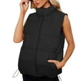 thumbnail image 3 of Puffer Vest for Female'S Outerwear Vests Puffy Oversized Quilted Vest Tops Jackets Coat with Pockets Black M, 3 of 8