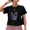 1-Black, variant on Women's Blue Watercolor Purple Lupine Wildflower Bee Bouquet Graphic Short Sleeve Crop T-Shirt Breathable Crewneck XS-XL Top