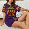 thumbnail image 4 of Rateoe Mardi Gras2 for 2 Piece Short Sleeves Pajama Sets Casual Lounge Sleepwear Ladies Pjs Sets with Pocket-4X-Large, 4 of 6