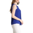 thumbnail image 4 of INSPIRE CHIC Women's Pleated Front Sleeveless Lined Chiffon Tank Top Blue M, 4 of 6