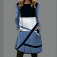 thumbnail image 2 of Pompotops Mode Casual Femmes O-Cou Manches Longues Positionnement Imprimé Robe de Poche, 2 of 5