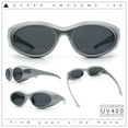 thumbnail image 2 of Oval Geometric Dimensional Diamond Cut Bevel Plastic Sport Sunglasses Silver - Black, 2 of 8