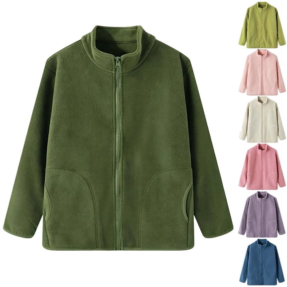 Mifsaly Toddler Boys Girls Fleece Jacket Kids Stand Collar Warm Winter Coat Soft Comfortable Fall Winter Casual Full Zip Outerwear with Pockets