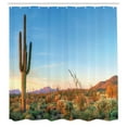 thumbnail image 3 of Ambesonne Saguaro Shower Curtain, Sun in Desert Cactus, 69"Wx75"L, Orange Blue Green, 3 of 5