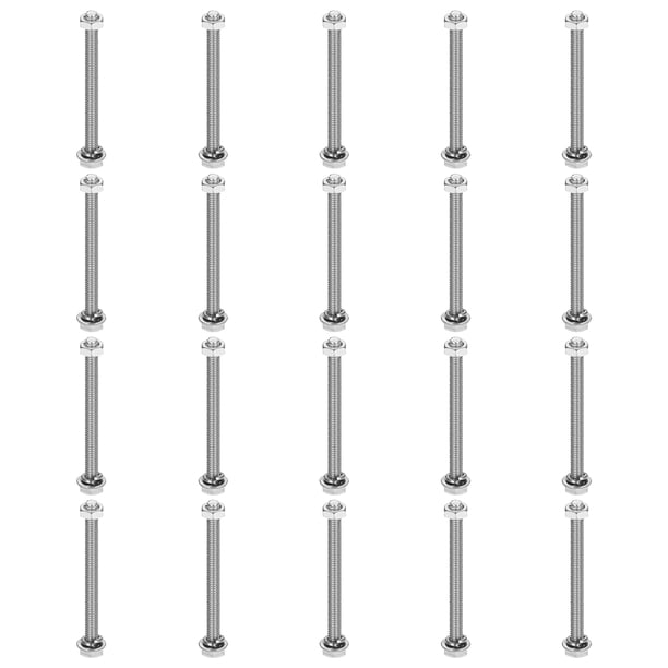 M4 x 45mm 304 Acero Inoxidable Tornillos Hexagonales, Tuercas, Kit de Surtido de Arandelas Planas y de Bloqueo, 20 Juegos