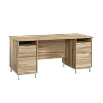 Sauder Portage Park Engineered Wood/Metal Executive Desk in Kiln Acacia/Natural