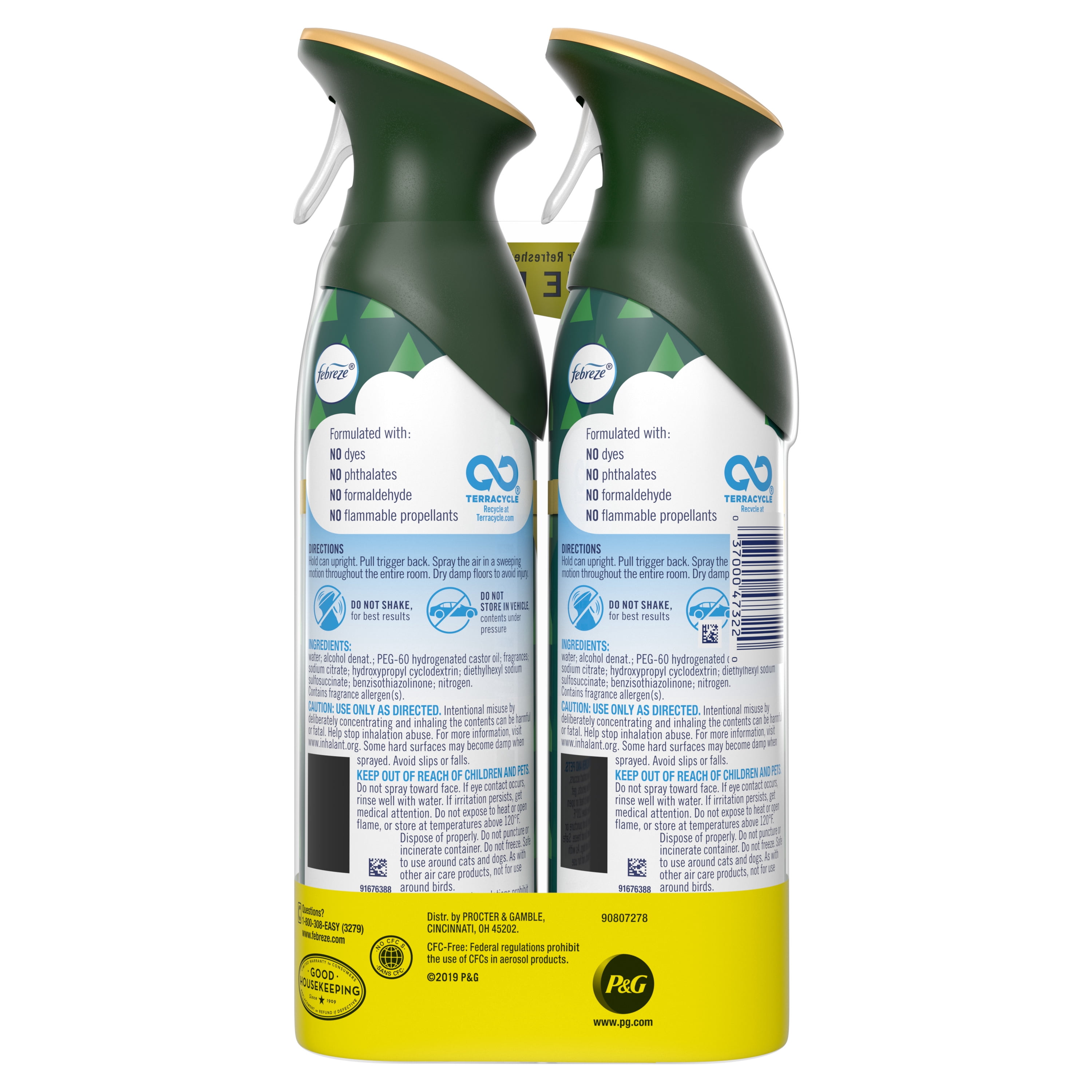 Febreze Odor-Eliminating Air Freshener Spray, Fresh Cut Pine, 2 Ct