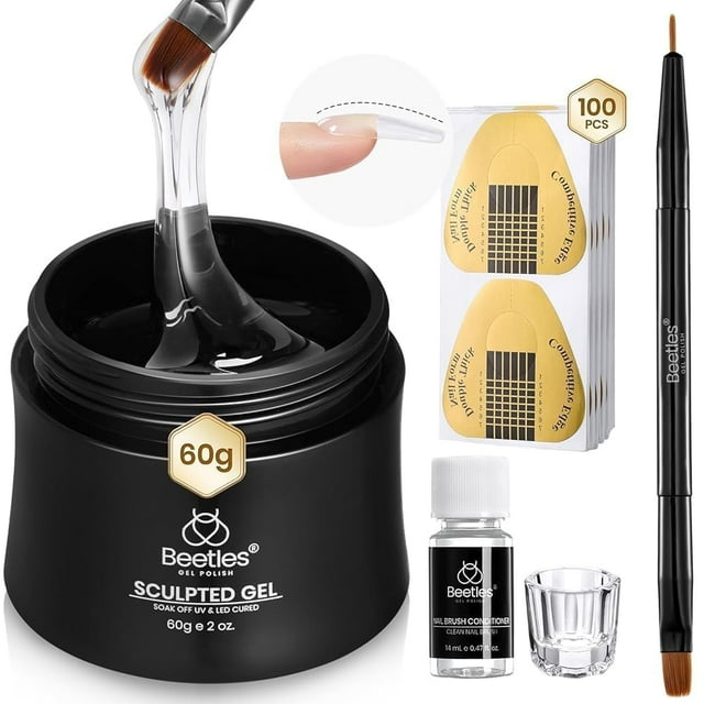 Gel constructor para uñas con forma de escultura de escarabajos, duro, 60 ml, con bolígrafo