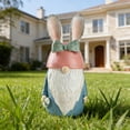 thumbnail image 2 of Outdoor Easter Decorations Blue Resin Gnome Rabbit Figurine for Home Garden Yard, 2 of 6