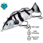 Joliano Robotic Swimming Lure Auto Electric Lure USB Rechargeable Swimbait Multi Jointed Segment Fishing Lure LED Light