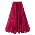 thumbnail image 2 of Maxi Skirts Solid Color Elastic Waist Pleated Skirt Womens Summer Casual Flowy Ruffles Skirt Dress, 2 of 7