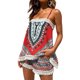 thumbnail image 1 of SAYOO , conjunto de 2 uds de verano bohemio para mujer, Tops sin mangas con flecos, conjunto de pantalones cortos elásticos y holgados, ropa informal Vintage de vacaciones SAYOO artístico, 1 of 5
