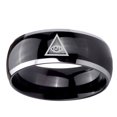 thumbnail image 2 of Seeing Eye of God 8MM Dome Glossy Black 2 Tone Tungsten Men Ring, 2 of 2