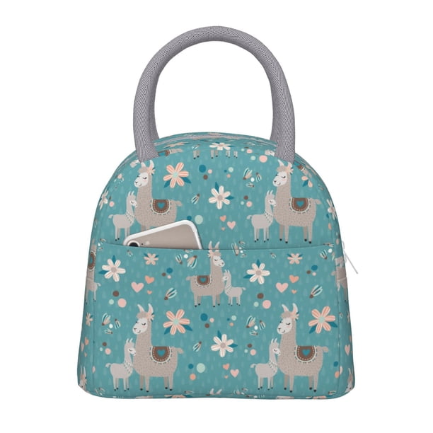 Easygdp Teal Mama Llama Bolsa de Almuerzo Insulada Grande, Forro de Aluminio, Diseño Espacioso, a Prueba de Fugas, Ideal para Trabajo, Picnics, Viajes y Actividades al Aire Libre
