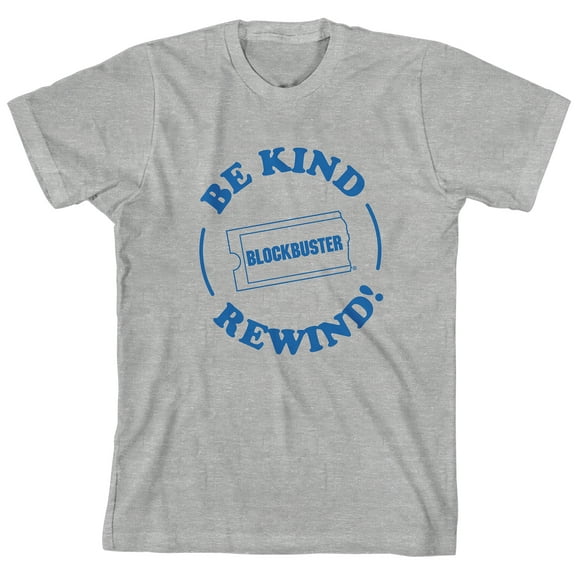 Blockbuster Be Kind, Rewind Junior's Gray Short Sleeve Tee Shirt-L