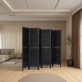thumbnail image 5 of Dovelina 6 Panel Room Divider, 5.6Ft, Freestanding Louvered Folding Privacy Screen, Black, 5 of 7