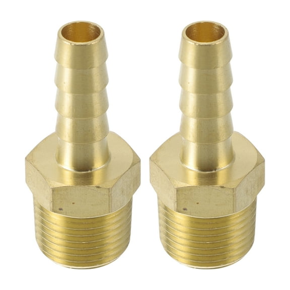 Brass Hose Barb Fittings 5/16" 3/8"NPT Male Thread Straight Barb Connector for Air Water Oil Gas Fuel 2 Pcs Gold Tone