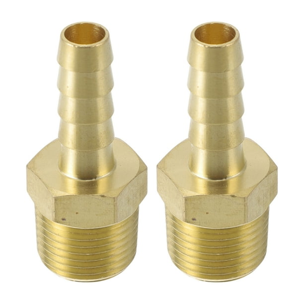Accesorios de espiga de latón 5/16" 3/8" NPT Conector de espiga recta con rosca macho para aire, agua, aceite, gas, combustible 2 piezas tono dorado