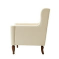 thumbnail image 5 of Upholstered Wingback Accent Armchair Set of 2 Fabric Wood Leg Removable Cushion Living Adult Ivory, 5 of 10