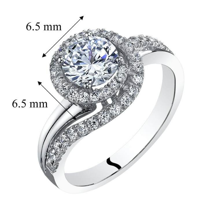 14K White Gold Simulated Diamond Engagement Ring 1.00 Carat Center