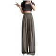 thumbnail image 2 of PNTUTB Silk Wide Leg Pants for Women's Summer Thin High Waisted Drape Casual Lazy Texture Straight Leg Pants, 2 of 6