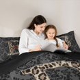 thumbnail image 4 of Castle Fairy Leopard Bow Letter B Twin Comforter Sets 3-Piece for Women,Gothic Skull Damask Bedding Set for Stylish Room,Black Reversible, 4 of 6