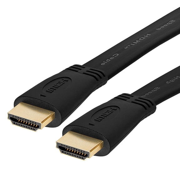 Cmple Flat HDMI Cable – High Speed HDMI Cord with 4K, Ultra HD,3D, 2160p, HDCP and Audio Return Compliant - 15 FT, Black