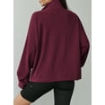 thumbnail image 6 of Fancyglim Sweatshirts for Women Oversized Fleece Tops Fall Half Zip V Neck Long Sleeve Pullover with Pockets Burgundy XL, 6 of 7