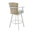 thumbnail image 3 of Hazel Outdoor Swivel Counter Stool in Aluminum with Teak Wood, 3 of 8