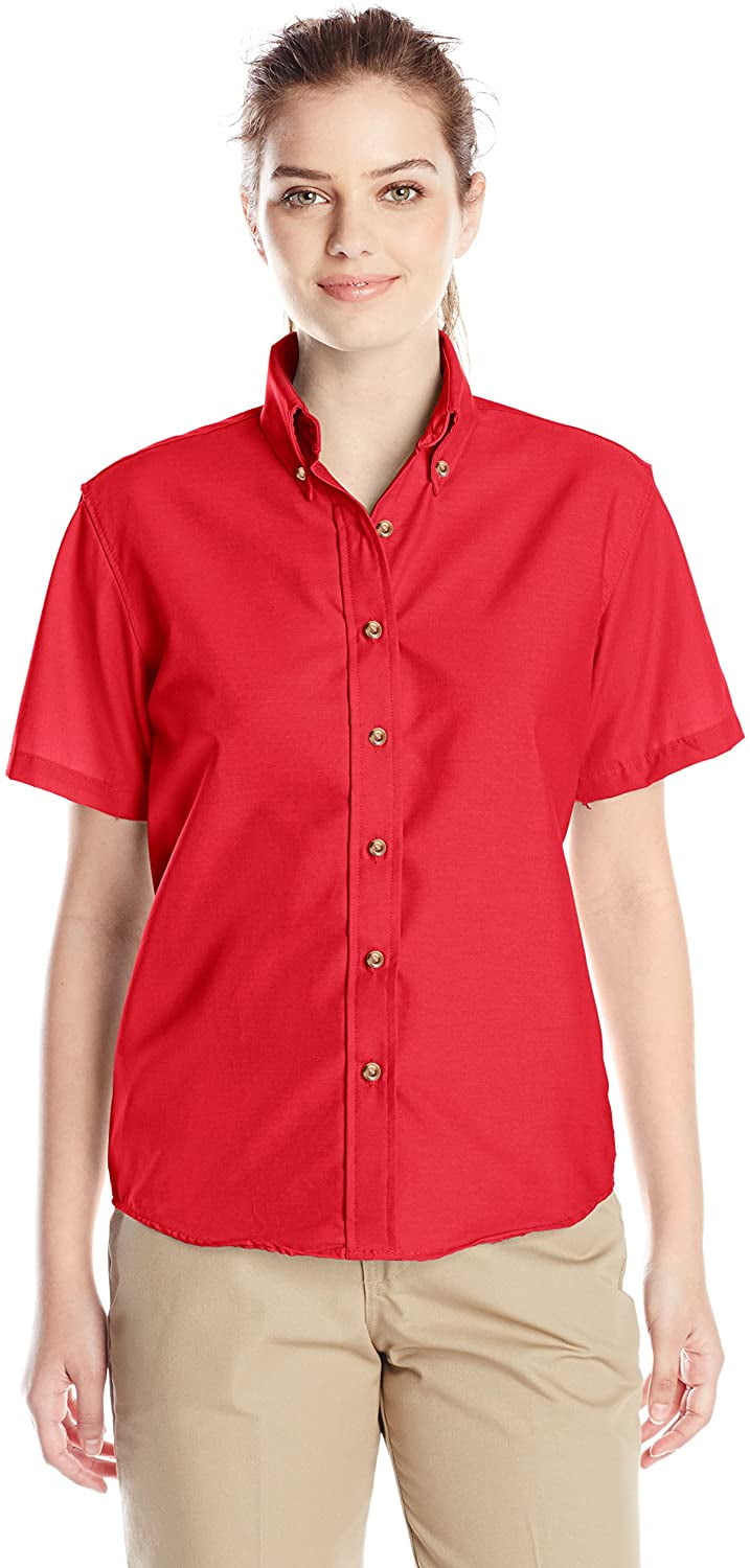 Red Kap Women's Short Sleeve Poplin Dress Shirt - Red, Wrinkle-Resistant Work Shirt - View #8