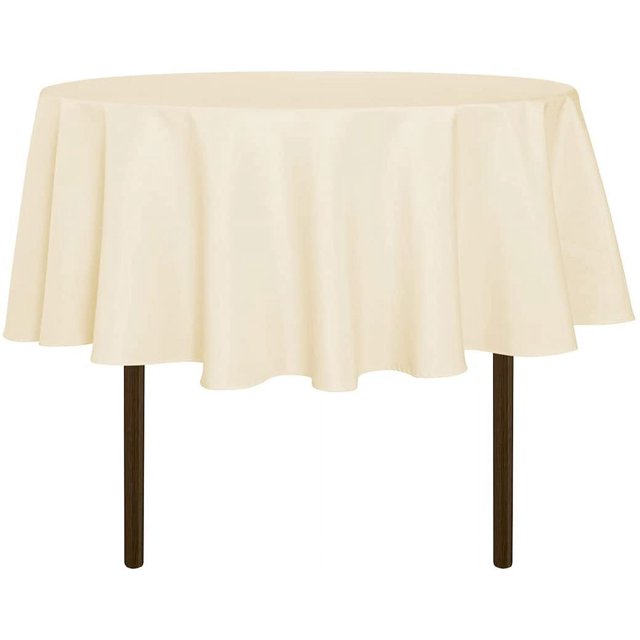 LAICAIW Round Tablecloth-48 Inch-Water Resistant Spill Proof Washable Polyester Table Cloth Decorative Fabric Table Cover for Dining Table, Buffet Parties and Camping, Beige