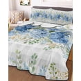 thumbnail image 3 of Quilts Twin Size Bedding Set, Hydrangea Eucalyptus Lightweight Quilted Comforter, Summer Botanical Grey Buffalo Plaid Soft Reversible Bedspread Coverlet with Pillow Covers for All Season, 68" x 86", 3 of 7