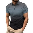 thumbnail image 2 of jjayotai Mens Short Sleeve Tops Clearance Men's Striped Zip-Up Lapel Short-Sleeved Top Sports Lapel Top Shirt, 2 of 6