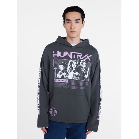 KPop Demon Hunters Front and Back Graphic Puff Graphic Hoodie Sweatshirt, Men's Sizes XS-5XL