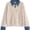 Pure Apricot, variant on Womens Oversized Sweater Cozy Fall Denim Lapel Polo Knit Collared Sweaters, Long Sleeve Button Up Pullover Tops, Denim Collar Polo Sweater