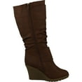 thumbnail image 2 of Top Moda Womens Pure-65 Mid Calf Round Toe Slouched Wedge Heel Boots, 2 of 4
