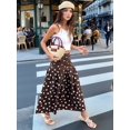 thumbnail image 6 of Women's Polka Dot High Waist Light-Weight Gathered Hem Casual Flowy A Line Midi Skirt Brown S, 6 of 10
