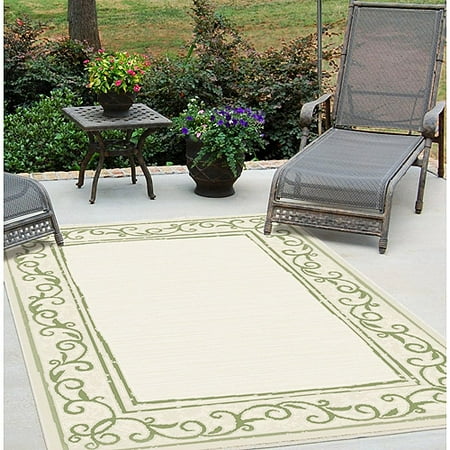 77'' x 116'' Indoor/Outdoor Etchings Rug, Sage