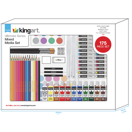 KINGART 175 Piece Mixed Media Art Set - Complete Drawing, Painting & Sketching Kit for All Levels