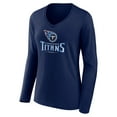 thumbnail image 2 of Women's Navy Tennessee Titans Logo Team Lockup Long Sleeve V-Neck T-Shirt, 2 of 3