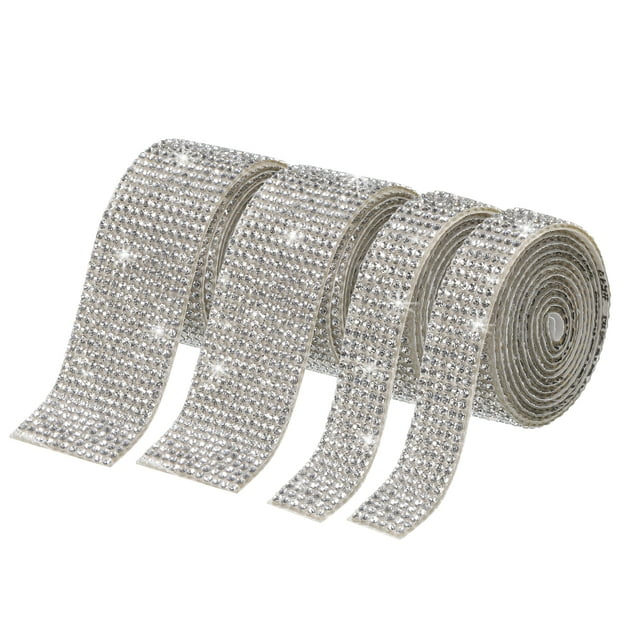 Unique Bargains 2 Roll 1 Yard 13.5/27mm Self Adhesive Crystal Rhinestone Ribbon for Crafts Project, White