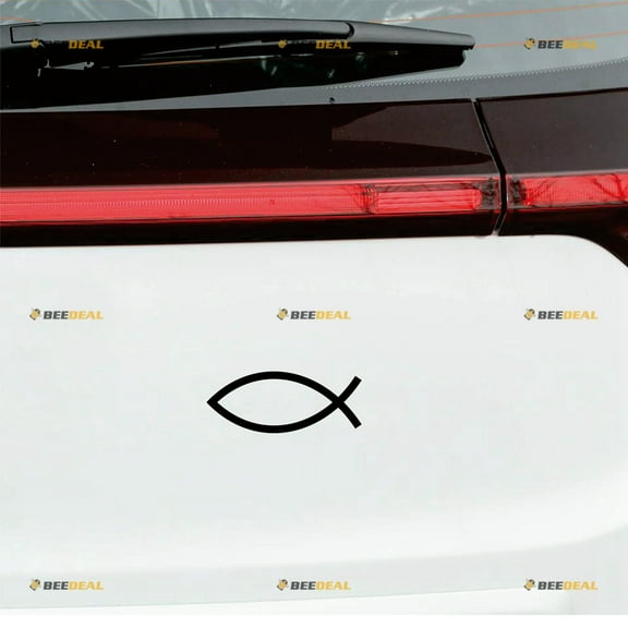 Ichthys Jesus Fish Christian Symbol Ichthus Sticker Decal Vinyl - 2 Pack Black, 6 Inches - No Background for Car Boat Laptop Cup Phone