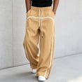 thumbnail image 5 of USNSM Men's Drawstring Elastic Waist Sports Pants Wide Leg Loose Trousers Soft Cozy Breathable Lightweight Casual Business Daily Wear Yellow M, 5 of 6