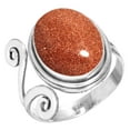thumbnail image 1 of 925 Silver Ring For Women - Teens Brown Gold Sunstone Stone Silver Ring Size 8.5 Boho Silver Ring Size 8.5 Gift For Wife On Halloween 925 Silver Jewelry With Gemstone, 1 of 5