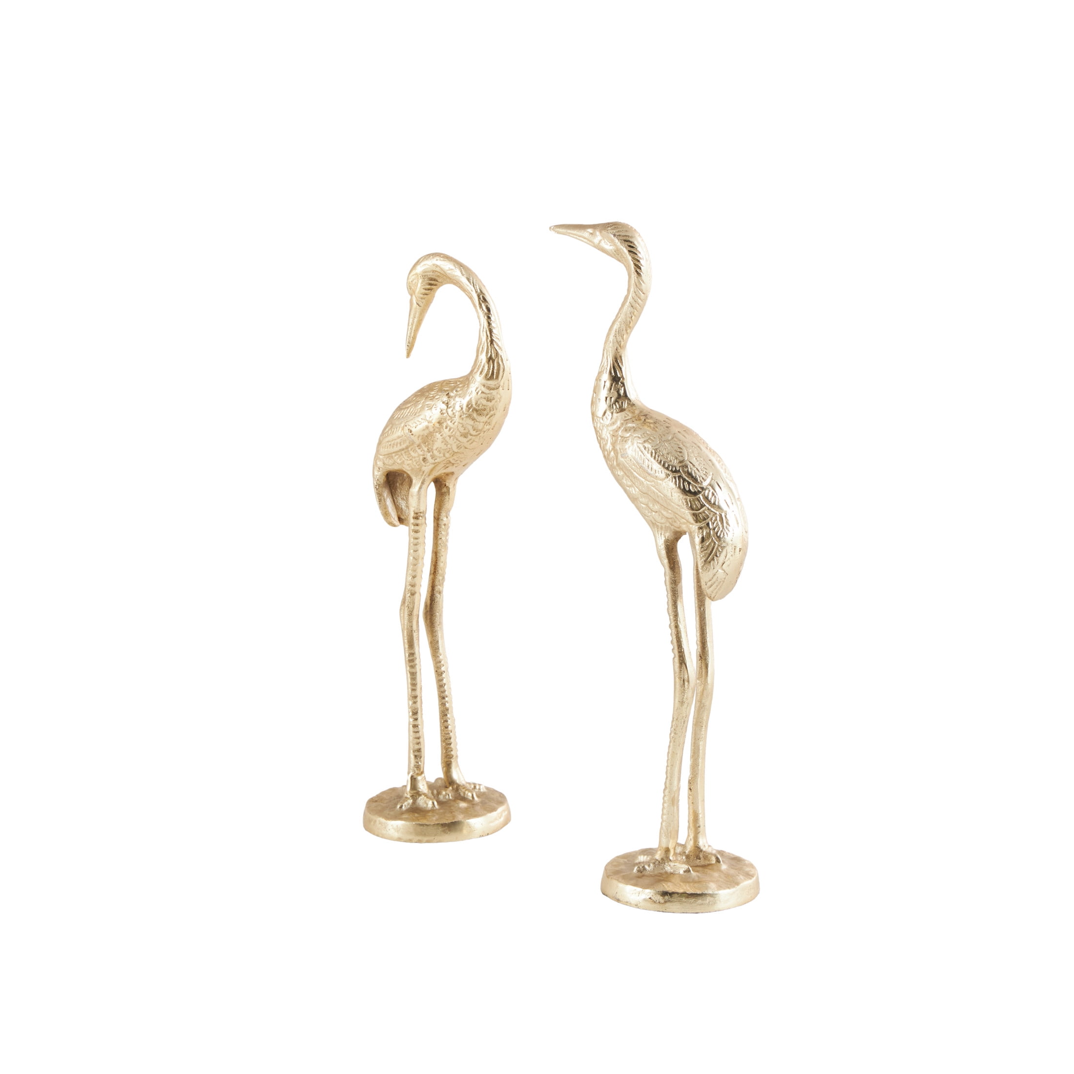 15", 17"H Gold Aluminum Metal Flamingo Sculpture, by DecMode (2 Count)