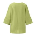 thumbnail image 7 of Linen Tops for Women Loose Fit 2025 3/4 Sleeve Crew Neck T Shirts Summer Solid Color Gauze Top Side Split Blouse Tops, 7 of 7