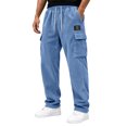 thumbnail image 2 of Dwellite Men's Corduroy Pants Wide Leg Baggy Cargo Sweatpants Loose Fit Casual Trousers with Multi Pocket Sky Blue XL, 2 of 5